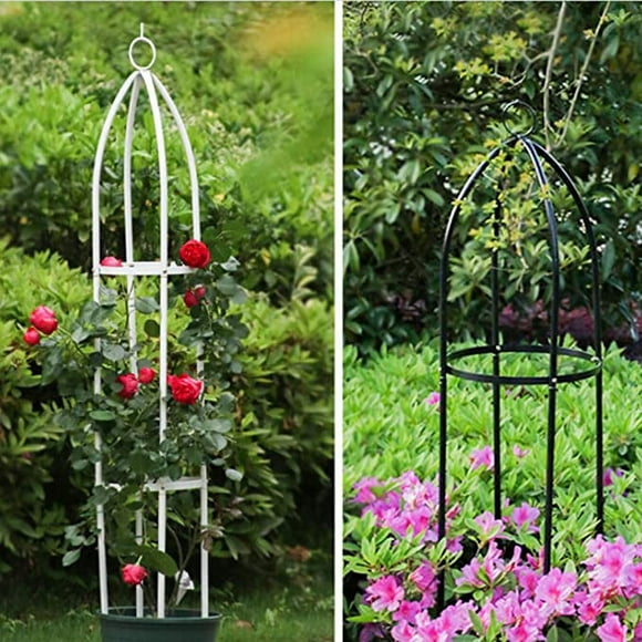 Zhuge Garden Obelisk for Climbing Outdoor Plants Wrought Iron Metal Trellis Flower Support for Climbing Vines, Rose and Plants, Outdoor Black Steel Tall Tower, 55inch