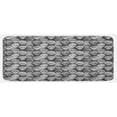thumbnail image 1 of Skull Kitchen Mat, Knitting Chevron Texture with Brainpan Head Bone Ghostly Creepy Pattern Image, Plush Decorative Kitchen Mat with Non Slip Backing, 47" X 19", Grey Black White, by Ambesonne, 1 of 1