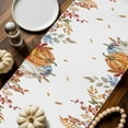 thumbnail image 2 of ERUNPONLY Orange Blue Thanksgiving Fall Table Runner - 36 Inch Long Autumn Botanical Pumpkins Cotton and Linen Blended Dress Scarves Farmhouse Table Runner for Kitchen Dining, Coffee Table, 13" x 36", 2 of 8