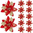 thumbnail image 2 of Dalrosia Artificial Poinsettias Christmas Glitter Flowers with Clips Xmas Tree Flower Ornament Poinsettias Decor, 2 of 6