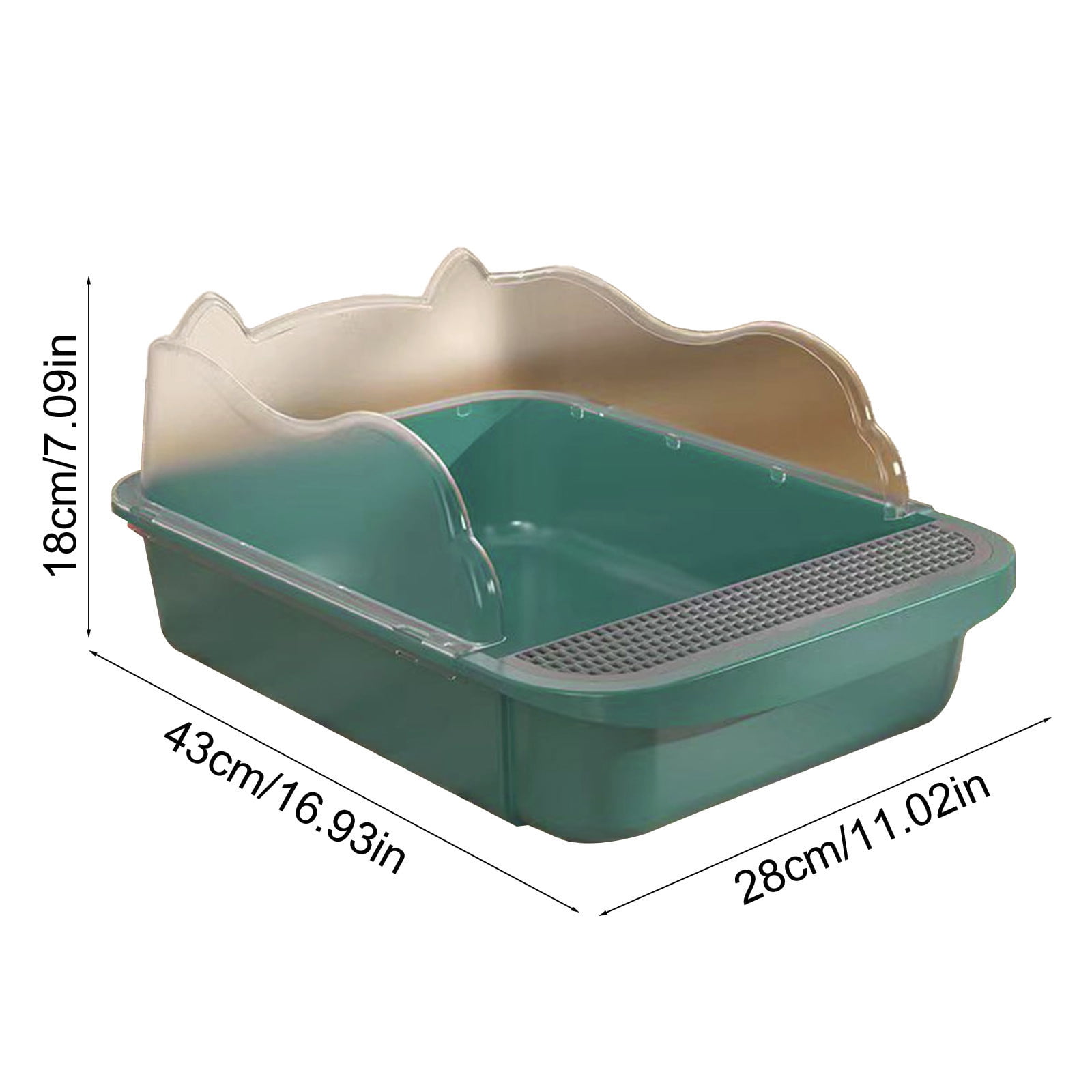 Semi Enclosed High Side Cat Litter Box with Splash Guard, Includes Litter Scoop and Hook, Large Plastic Tray for Indoor Cats, Leak Proof Design Easy to Clean