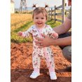 thumbnail image 3 of Cjfdfy Newborn Baby Boy Girl Western Fall Clothes Cowgirl Cactus Horse Print Long Sleeve Side Zipper Romper Infant Cute Farm Fall Winter Outfit 0-18 Months, 3 of 9