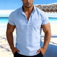 thumbnail image 2 of CAIVO Polo Shirts Men Button Up Short Sleeve Shirts Fashion Casual Business Work With Pocket Lapel Solid Color Classic Fit Golf Tops Stretchy , M, 2 of 6