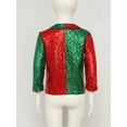 thumbnail image 6 of TSSOE Boys Girls Christmas Shiny Sequins Long Sleeve Lapel Jacket Coat Jazz Latin Disco Street Dance Clothes Red Green 16, 6 of 7