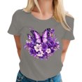 thumbnail image 2 of Yopmin Butterfly Shirts for Women Floral Crewneck Casual Printed T Shirts Fashion Summer Clothes for Everyday Wear, 2 of 7