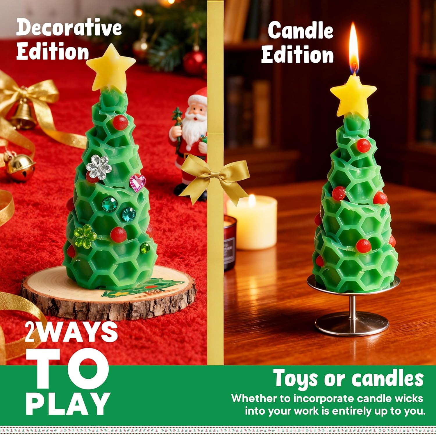 Candle Making Kit DIY Moldable Wax Craft Set with 10 Vibrant Sheets Paints Stickers & Wooden Stand | Creative Sensory Play STEM Activity Gift for Christmas Holiday Ages 12+