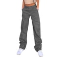 thumbnail image 3 of Xuanfei Women Solid Color High Waist Multi Pockets Zip Up Workwear Cargo Pants, 3 of 7