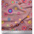 thumbnail image 1 of Soimoi Pink Poly Georgette Fabric Insect & Floral Clip Art Print Fabric by The Yard 52 Inch Wide, 1 of 3