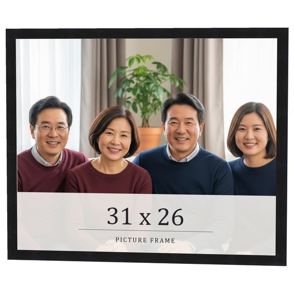 31x26 Frame Black Real Wood Picture Frame Width 0.75 inches | Interior Frame Depth 0.5 inches |