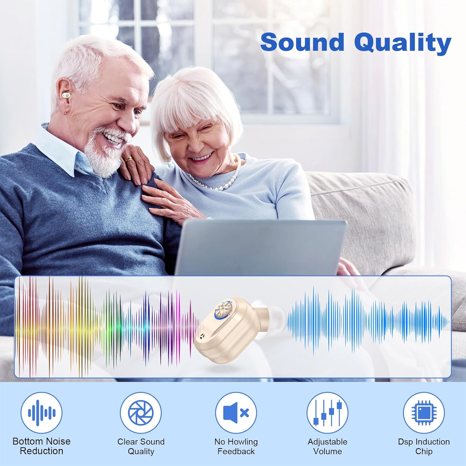 SUWU Hearing Aids for Seniors with digital Displays,Wireless Hearing Aids with Adjustable Volume,Invisible Hearing Amplifier with Noise Reduction with Large Capacity Battery Charging Case