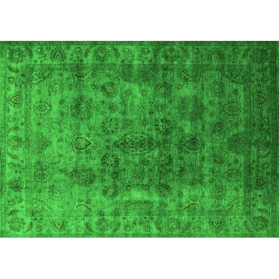 Ahgly Company Indoor Rectangle Oriental Green Industrial Area Rugs, 6' x 9'