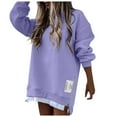 thumbnail image 2 of Women's Sweatshirts 2025 Fall Winter Long Sleeve Crewneck Zipper Slit Casual Pullover Tops Sweatshirt for Women, 2 of 6