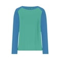 thumbnail image 3 of Long Sleeve Shirts for Women Color Block Raglan Tops Crewneck Fall Basic Tees Casual Baseball Tees, 3XL Green, 3 of 5