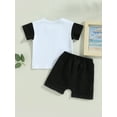 thumbnail image 4 of Bagilaanoe 2pcs Toddler Baby Boy Short Pants Set Short Sleeve Letter Print T Shirt Tops + Shorts 6M 12M 18M 24M 3T Kids Casual Summer Outfits, 4 of 8