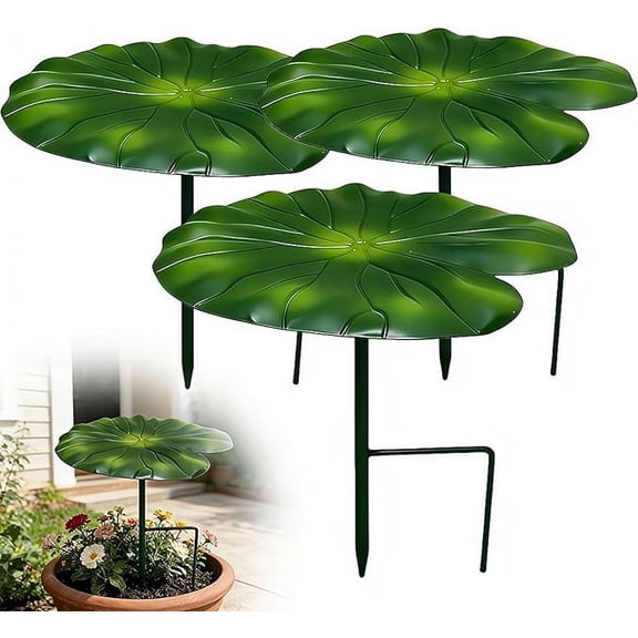 Plant Umbrellas for Outdoor Plants Iron 8.3in - Water Lily Leaf Shade & UV Block for Potted Plants & Garden, Decorative Stake(3Pcs)
