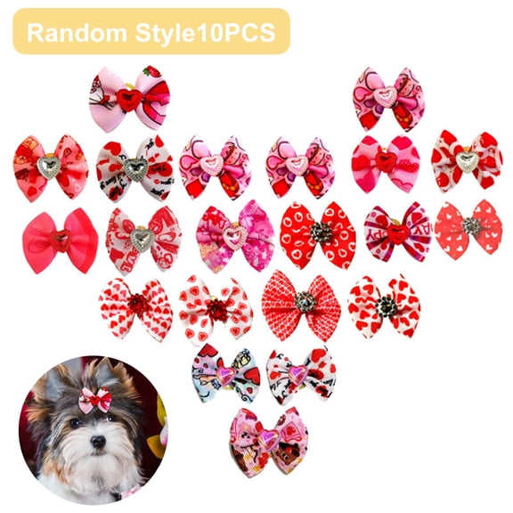 Yirtree Dog Bows 10 Pcs Metal Clips Puppy Yorkie Small Dog Bowknot Hair Bows/Handmade Cute Patterns Topknot Bows for Pet Grooming Hair Accessories