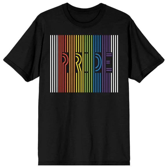 Pride - Rainbow Striped Pride Black T-Shirt