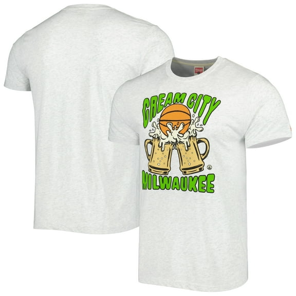 Unisex Homage Ash Milwaukee Bucks Hometown Hyper Local Tri-Blend T-Shirt