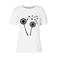 thumbnail image 4 of Women's Casual Tops Printed Crew Neck Short Sleeve Shirts Loose Fit Summer Fashion Tees Comfortable Basic Clothes (2XL, White 1), 4 of 4