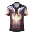 thumbnail image 2 of Daiia Fox Couple Pattern Men’s Polo Shirts,Solid Deck Shirt,Classic Fit, Breathable Cotton Polo for Casual and Sport Wear-XX-Large, 2 of 7