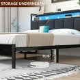 thumbnail image 3 of 4 EVER WINNER Queen Bed Frame with Storage headboard, Metal Platform Bed with LED Lights and Charging Station, Comfortable Upholstered Backrest, Black, 3 of 7
