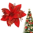 thumbnail image 2 of BinKFF Christmas Decoration - 1PCS Glitter Poinsettia 5.5" Artificial Christmas Flowers with Clips Stems Fake Flowers for DIY Wreath Garland Xmas Tree New Year Wedding Party Ornament, 2 of 4