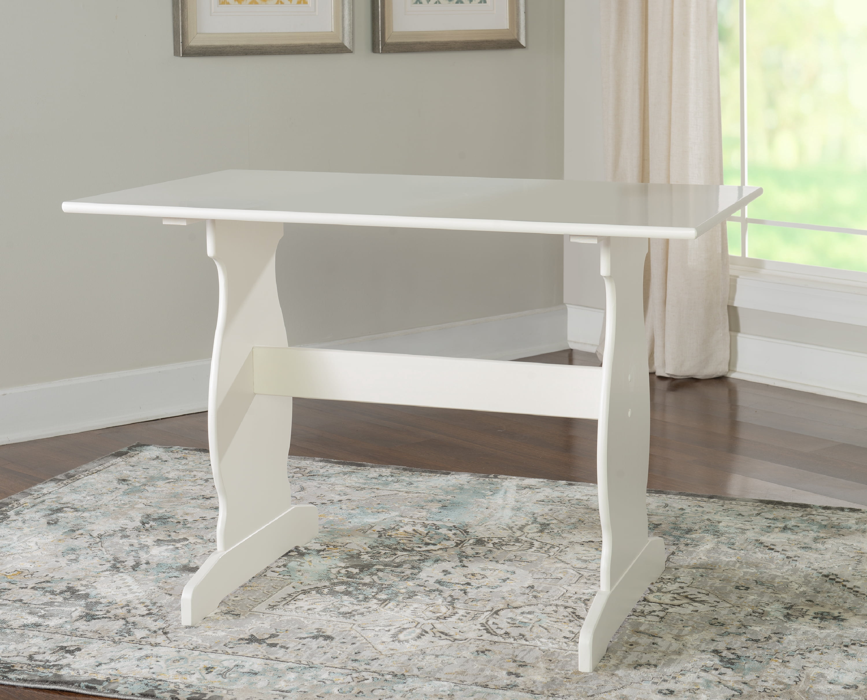 Linon Sasha 3-Piece Casual Indoor Corner Dining Nook , White/Capri Blue