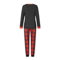 thumbnail image 2 of Michellecmm Christmas Family Pajamas Matching Set Letter Santa Hat Print Long Sleeve Tops and Black Red Plaid Pants Sleepwear, 2 of 9