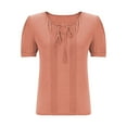thumbnail image 6 of Conairie Oversized T Shirts for Womens Casual Loose Crew Neck Short Sleeve Tunic Tops Lace Up Bow Fashion Elegant Comfy Basic Work Tee Vacation Clothes Pink XL, 6 of 7