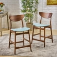 thumbnail image 2 of GDF Studio Cedric Mid Century Modern Fabric Upholstered 23.5 Inch Counter Stool, Set of 2, Mint and Walnut, 2 of 13