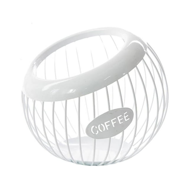 keepw Vintage Pod Organizer Large Capacity For Cafes And Hotels Universal Storage Basket Metal Durable And Reliable white 1Set