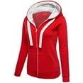 thumbnail image 4 of Odeerbi Jackets For Women Long Sleeve Patchwork Solid Color Hooded Zipper 2025 Casual Sport Coat Red, 4 of 6
