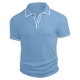thumbnail image 4 of Telankuip Men's Knit Polo Shirts 2026 Summer Short Sleeve Quarter Zipper Polo Sweater Ribbing Pure Color Stretch Slim Fit Soft Comfortable Business Casual Pullover Tops 2-Blue XL, 4 of 4