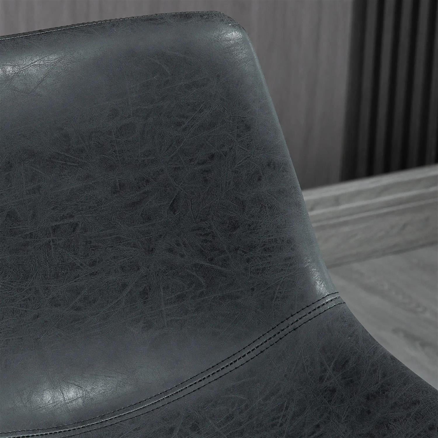 Demi Bonn Modern Counter Bar Stool Set of 2, Vintage PU Leather Bar Height Stool with Back and Steel Legs for Kitchen, Dinning Room, Black