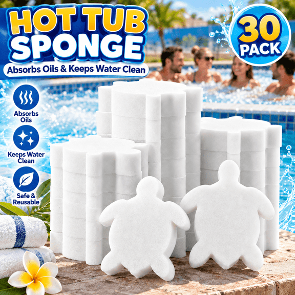 30 Pack Floating Turtle Pool Sponge Oil Absorber, Hot Tub Scum Cleaner for Swimming Pools, Spas, Inflatable Hot Tubs and Pool Maintenance Accessories