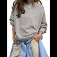 thumbnail image 1 of Sudadera con Capucha de Cuello Redondo y Forro Extragrande para Mujer, Lindas Camisetas de Larga, Ropa Preppy para Adolescentes (2025) Gris L, 1 of 10