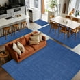 thumbnail image 5 of Dark Blue 3x5 Area Rugs, Farmhouse Burlap Solid Color Blue Modern Linen Texture Non-Skid Rubber Backing Large Rectangle Rugs - Living Room Bedroom Home Office, Indoor Floor Mat Carpets Washable Rug, 5 of 9