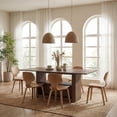thumbnail image 5 of LAZZO 63.3" Rectangular Dining Table for 6 People, Modern Farmhouse Kitchen Table with 2-Tier Storage Shelf, Fluted Wood Table, Walnut, 5 of 9