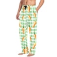 thumbnail image 5 of Cotton Mens PJ Pajama Pants Bottoms Waistband Sleepwear with Pockets Green Checkered with Carrots, 5 of 7