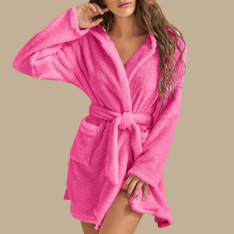 Pink Bathrobe Fluffy Housecoat Women's PRETTYLITTLETHING Pink