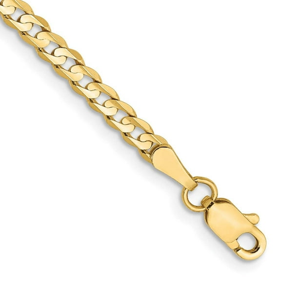 Primal Gold 14 Karat Yellow Gold 3mm Open Concave Curb Chain Bracelet