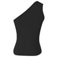 thumbnail image 5 of IWRICH Women's One Shoulder Tank Tops Stylish Sleeveless Slim Fit Cropped Tee Shirt Summer Tops Black S, 5 of 5