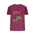 thumbnail image 1 of Blusas de Verano de las Mujeres Flor Impresa Cuello Redondo Manga Corta Superior, Verano Superior de las Mujeres, 1 of 8