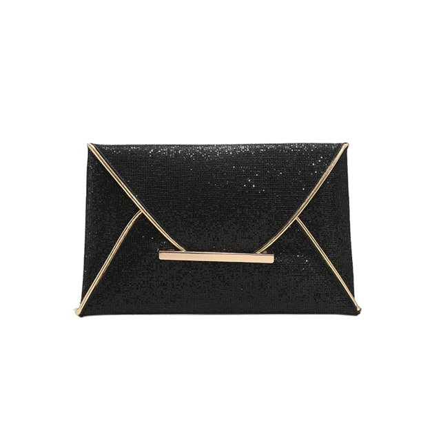 Bolso Cena Con Sobre Nuevo Europea Y Americana Bolso Mano Informal Brillante Bolso Mujer 6411 (negro)