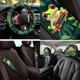 thumbnail image 4 of Uorisanigo Cute Frog 14 Pack Automobile Seat Cover Sets Car Steering Wheel Cover and Cars Headrest Cover Center Console Cover and Seat Belt Pads Water Cup Coaster Soft Elastic for Car SUV, 4 of 6