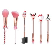 Christmas Fun Premium Makeup Brush Set with Storage Pouch (6-Piece)-OLDSKU