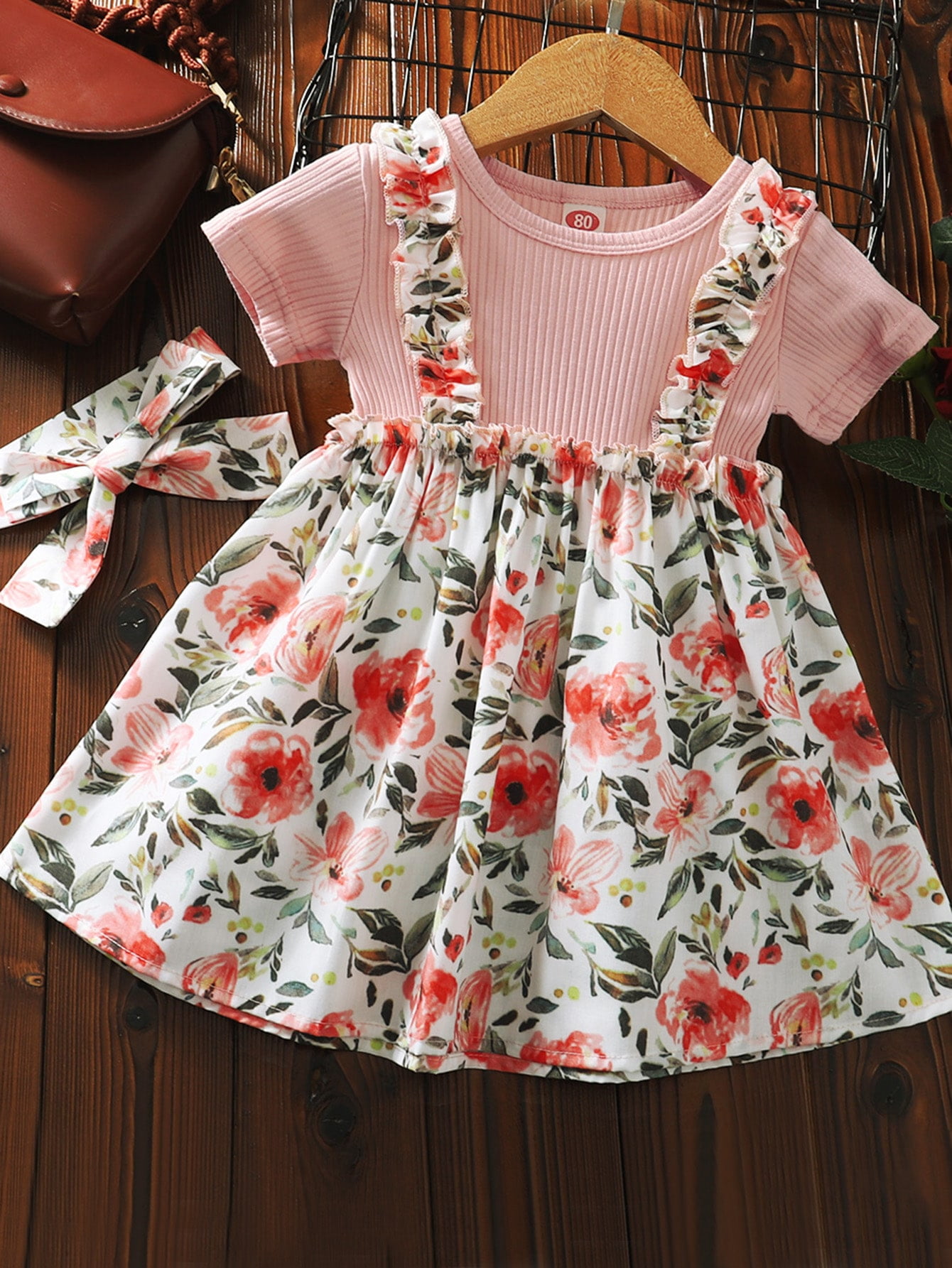 Details about   Baby Girl Red Rose Floral Dress/Headband Set 