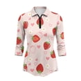 thumbnail image 2 of Uorisanigo Cute Strawberry Women's 3/4 Sleeve Athletic Golf Shirts Versatile Comfortable Women's Dry-Fit Golf Polo Shirts Relaxed Outing Wear with 1/4 Zipper Workout Tops Size 2XL, 2 of 7