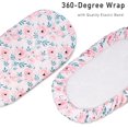 thumbnail image 3 of czcpp-Gllquen Baby Bassinet Crib Sheets Set, Breathable Cozy Fitted Mattress Sheet, Elastic Travel Crib Fashionable Floral Pattern, Standard Cradle Safe Sheets for Baby Boy Girls 32"X16" (Pink Flower, 3 of 4