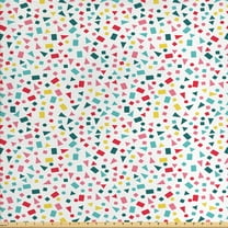 Ambesonne Geometric Fabric by the Yard Upholstery, Scattered Colorful Shapes, 10 Yards, White Multicolor